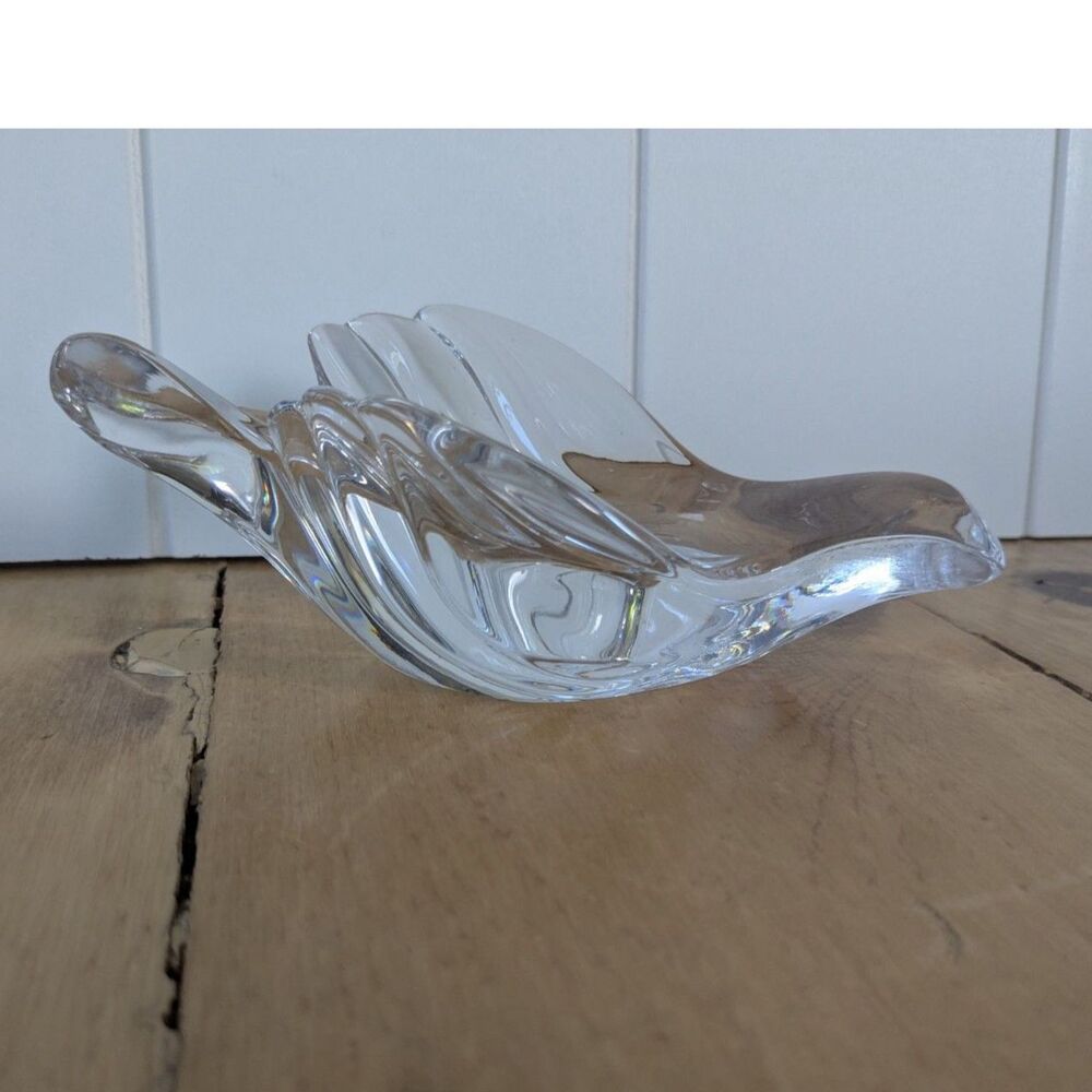 Gorham Clear Glass Dove Candle Stick Holder - 6"